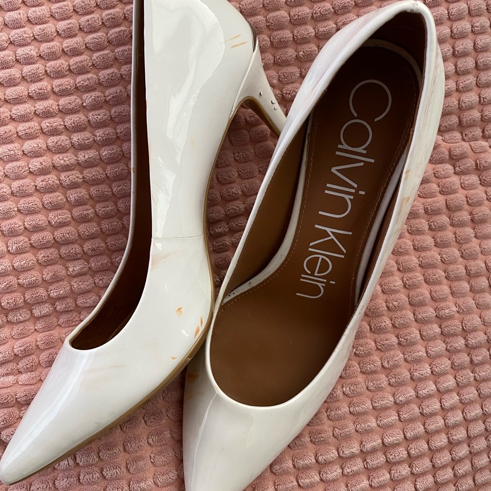 Calvin Klein white heels
